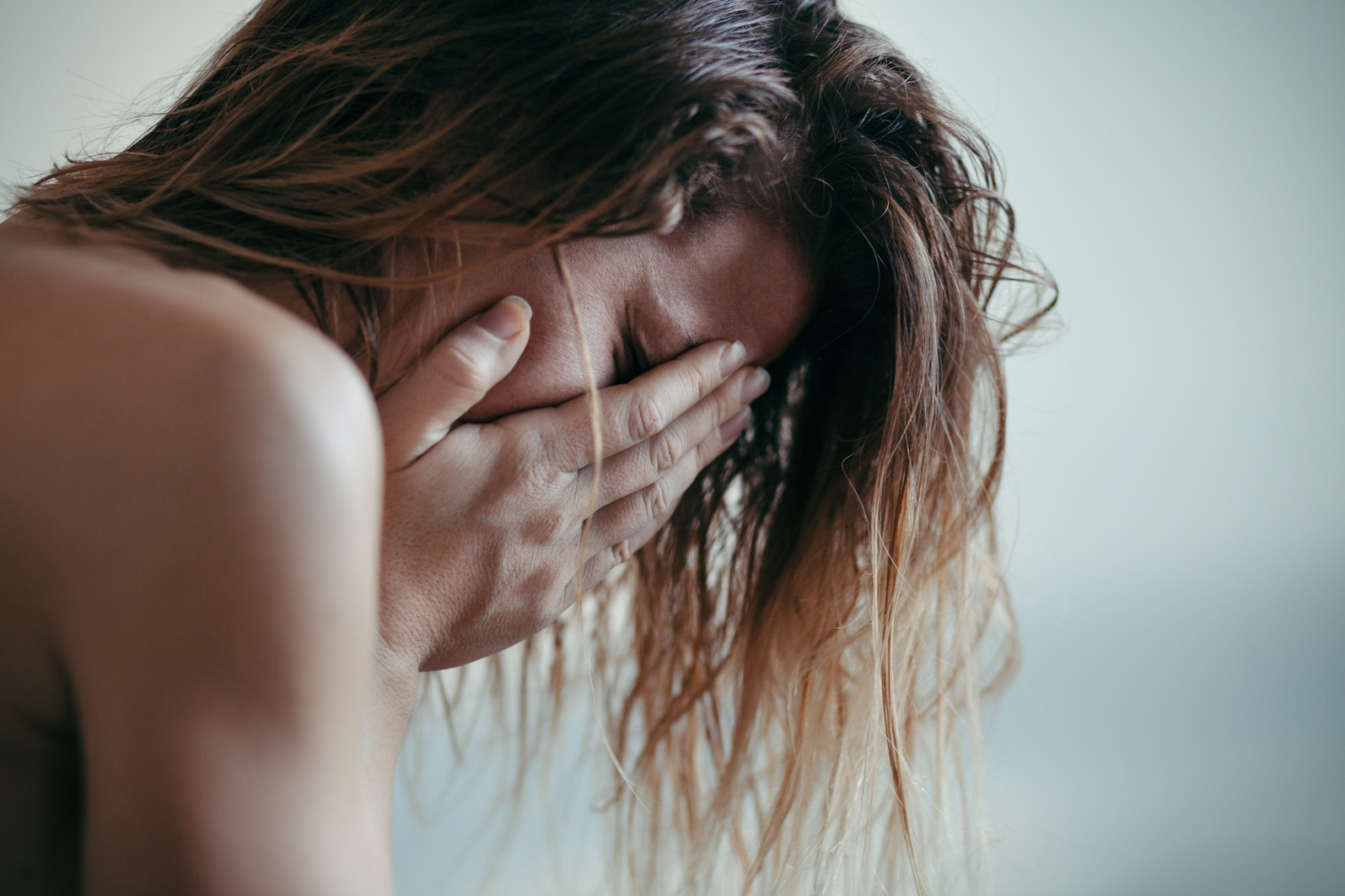 Young woman sad and crying